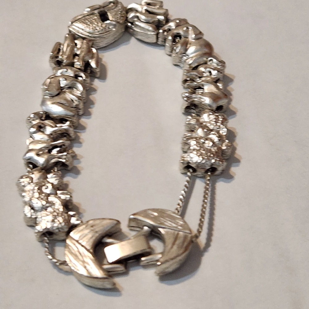 Vintage Noah's Ark theme slide bracelet Silver Colored sheep camel elephant dove - Picture 2 of 16